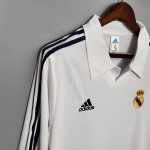 Camisa Real Madrid Titular 2002 - Versão Retro Manga Comprida - Boutique do Boleiro