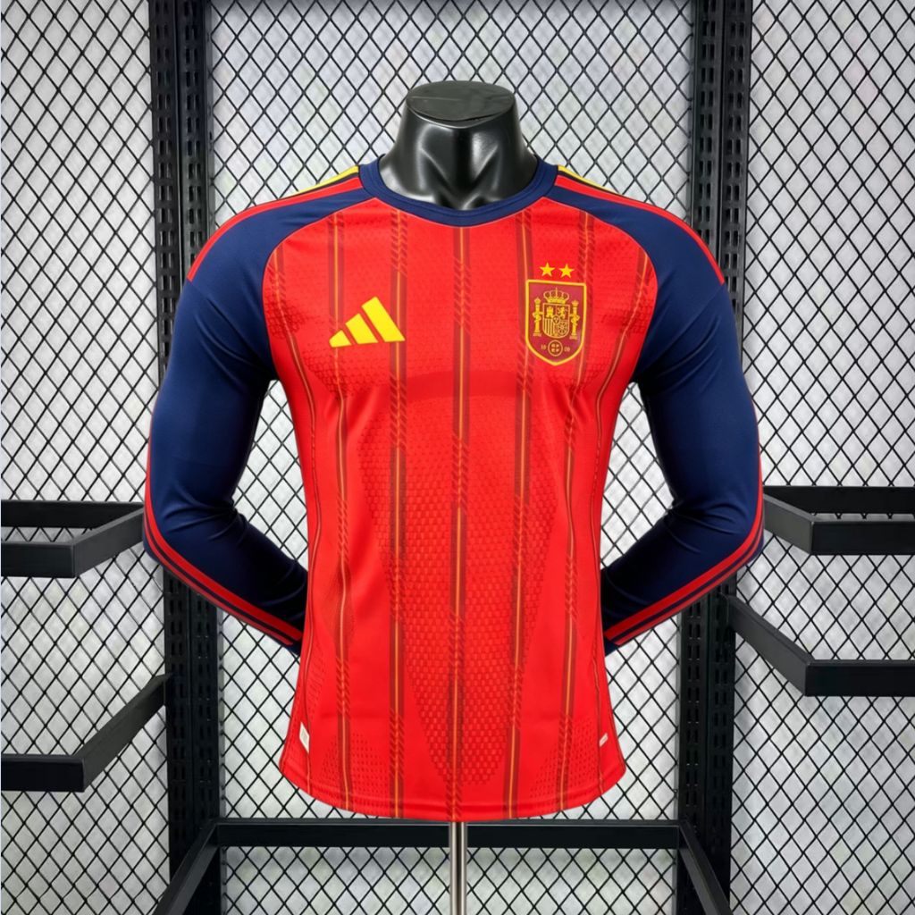 NOVA Camisa Espanha Titular Jogador Manga Longa 27/27 - Copa Do Mundo