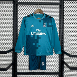 Kit Infantil Real madrid reserva Manga longa  17/18 - Versão Retrô