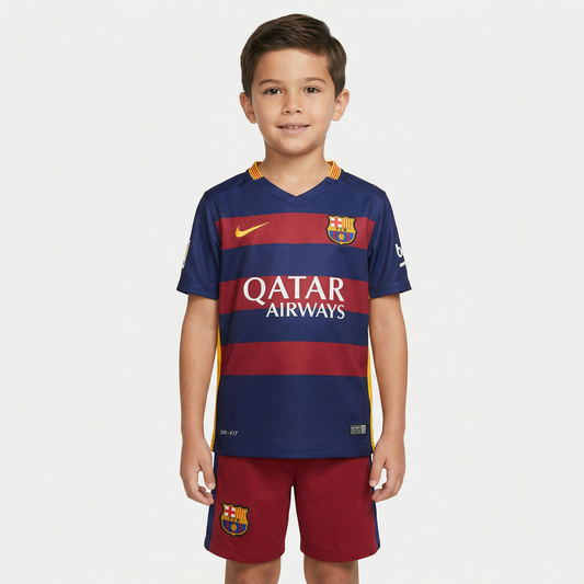 Kit Infantil Barcelona Titular 15/16 - Versão retro